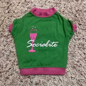 Vintage Y2K SimplyDog Green Socialite Polka Dot Dog Shirt Size Medium Pets